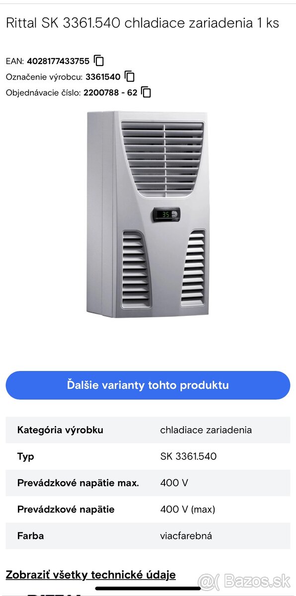 Rittal 3361.540 klimatizácia