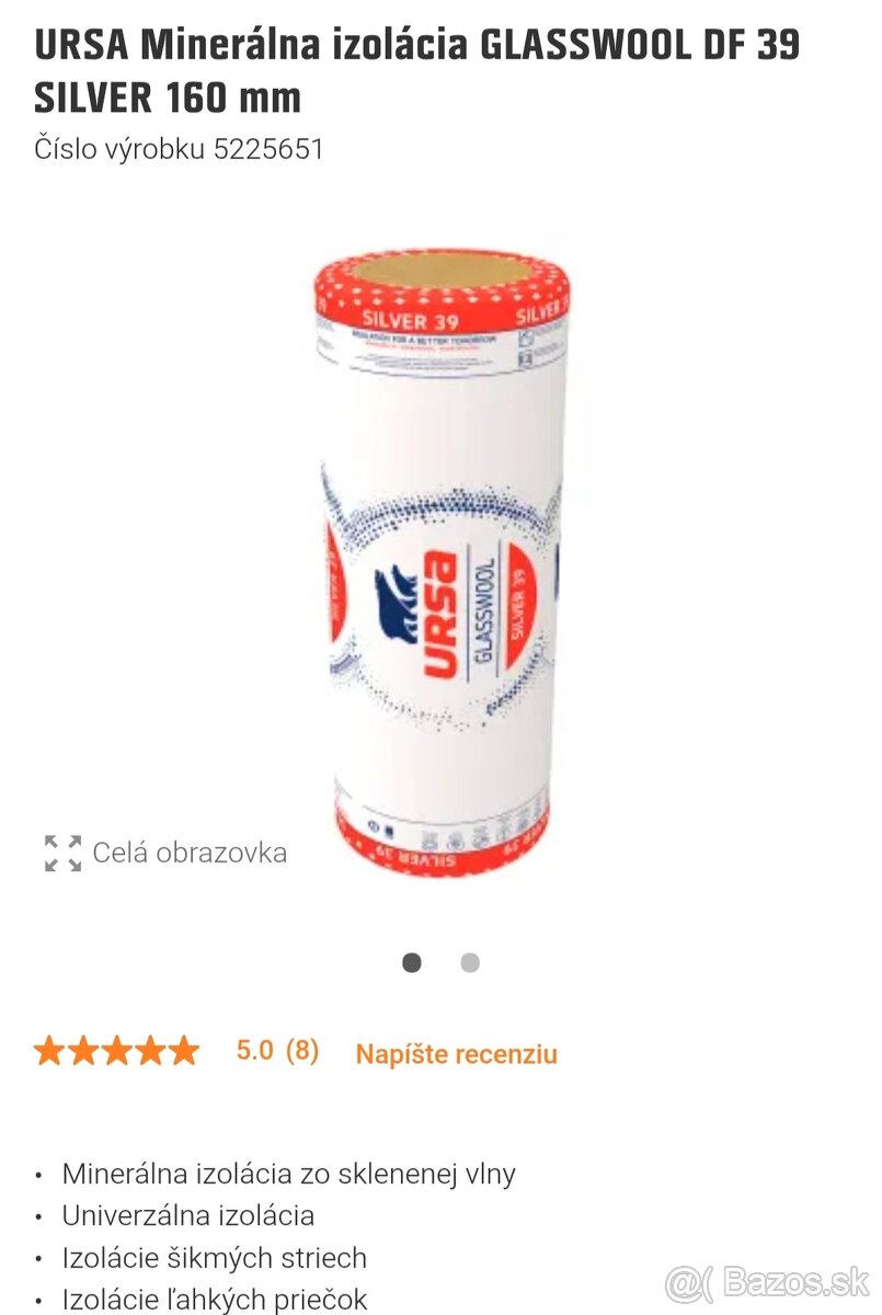 URSA Minerálna izolácia GLASSWOOL DF 39 SILVER