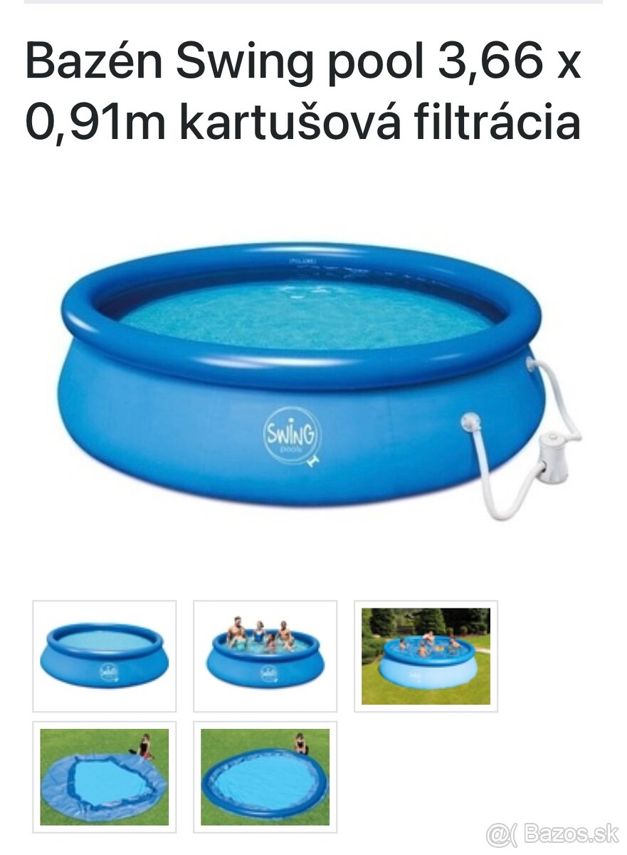 Záhradný bazén s kartušovou filtráciou 3.66x0.91m