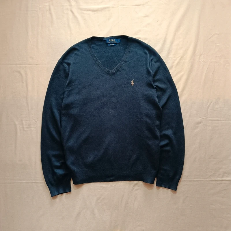 Polo Ralph Lauren sveter s výstrihom do V modrý zelený M