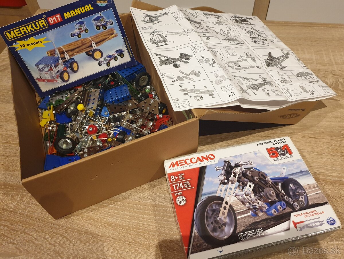 2 x stavebnica Merkur a 1x stavebnica Meccano