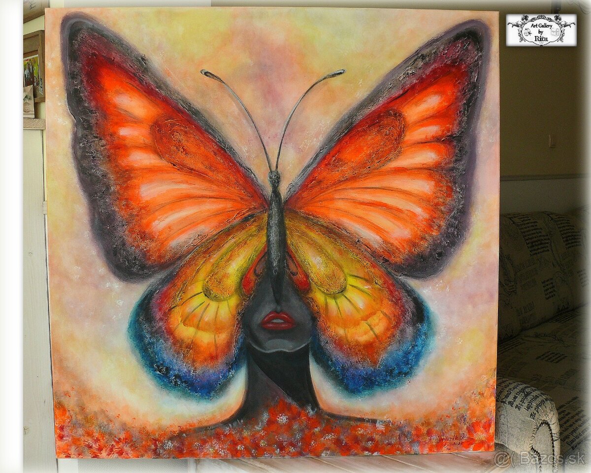Obraz "Motýľ- transformácia a vývoj" ♥ ( 100x100 cm ) 3d m