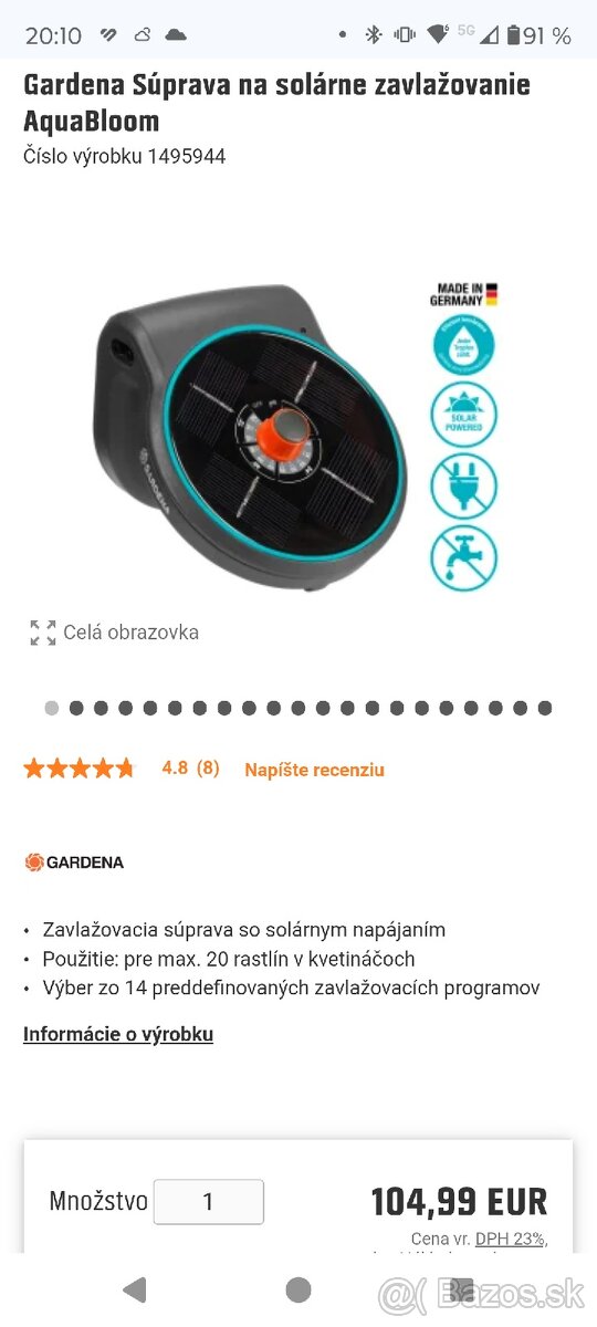 Solárna automatická jednotka.