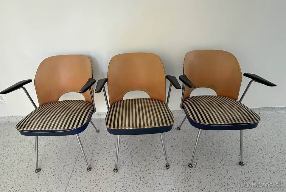 Retro stoličky s podrúčkami – 3 ks