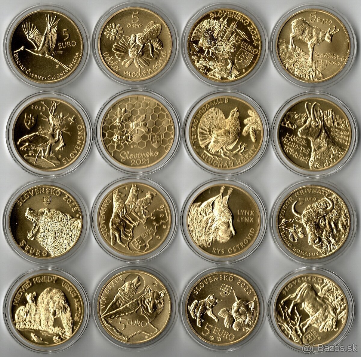 Kompletná séria 5€ mincí - Fauna a Flóra