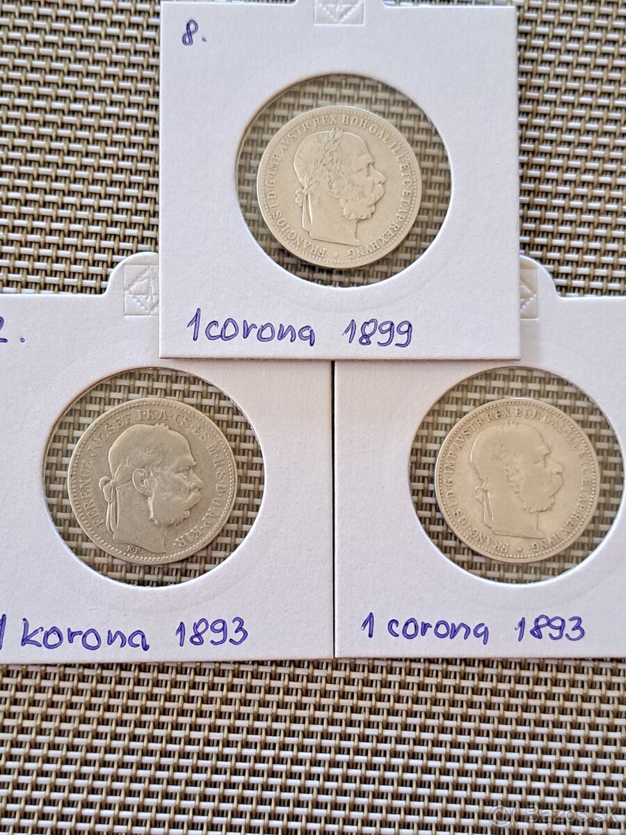 Strieborné mince F.J. RU - 1 koruna