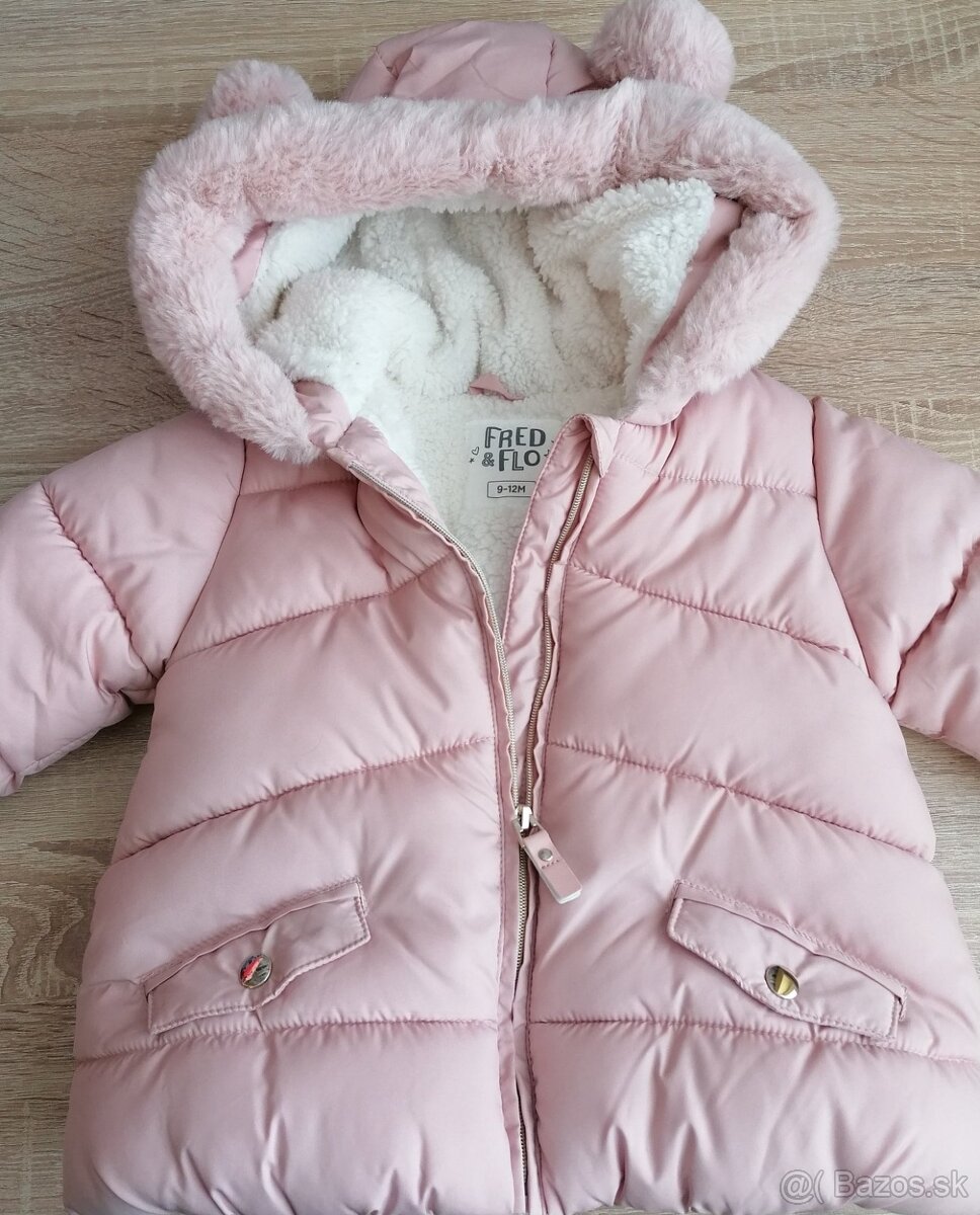 Dievčenská zimna bunda velk.9-12 mesiacov + ciapka