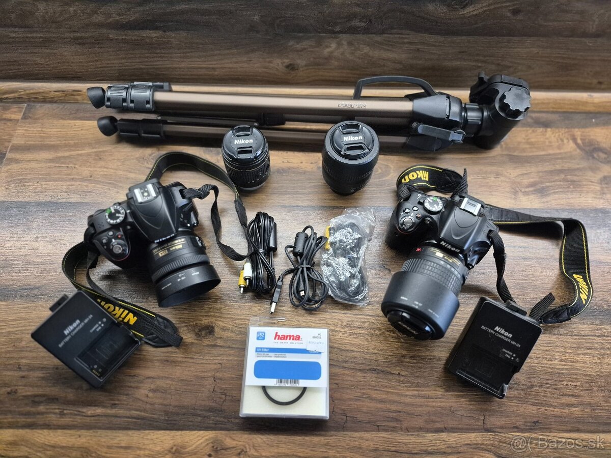 Nikon D5100 + Nikon D3300 +objektívy +statív