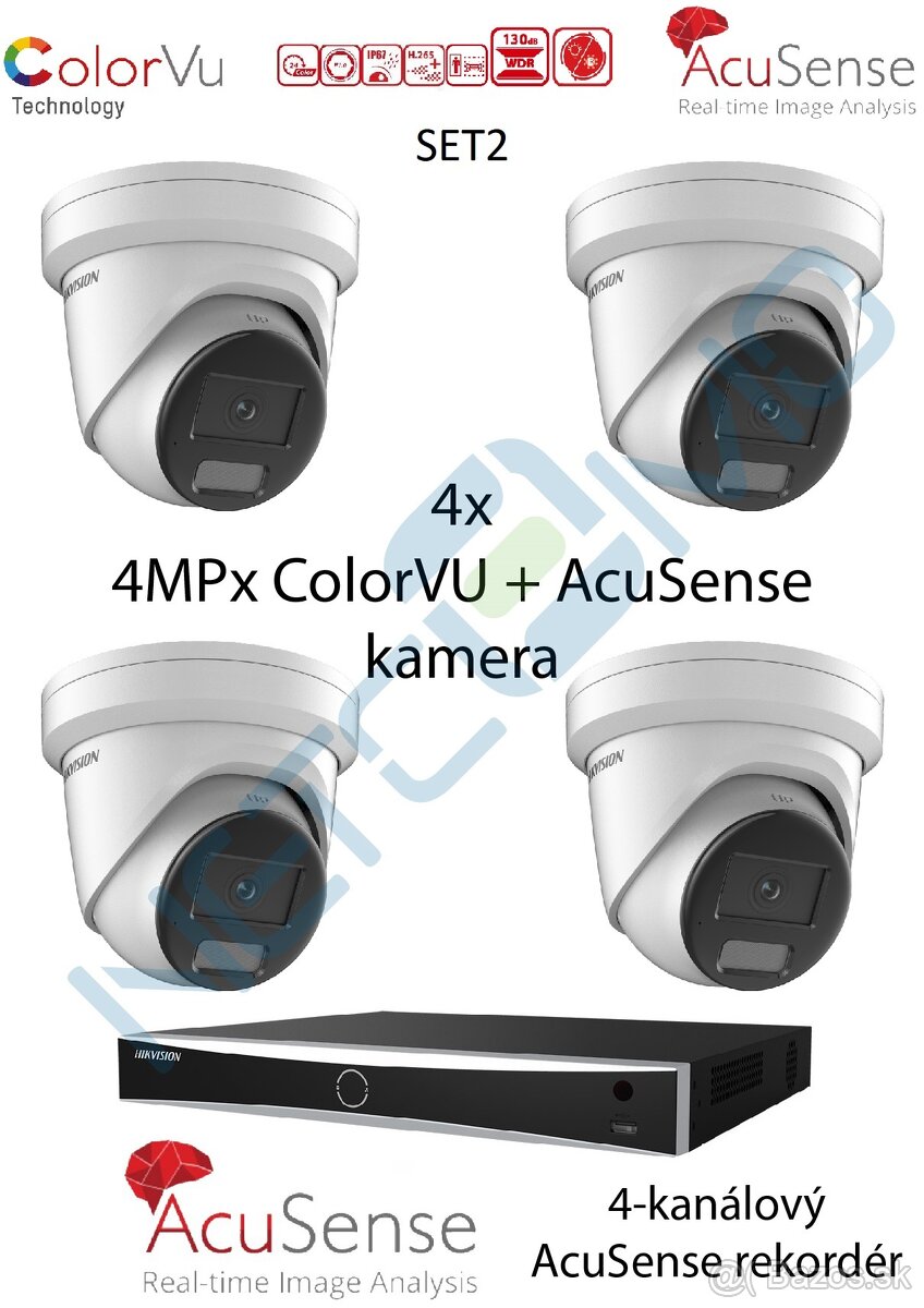 4x 8MPx ColorVU+AcuSense kamerový set Hikvision
