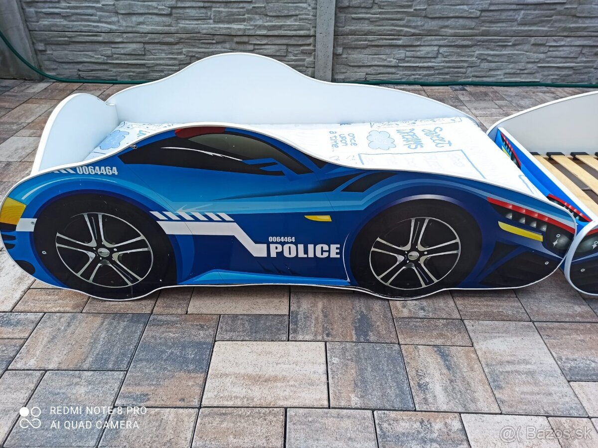 Detská posteľ auto policajné auto 70x140cm