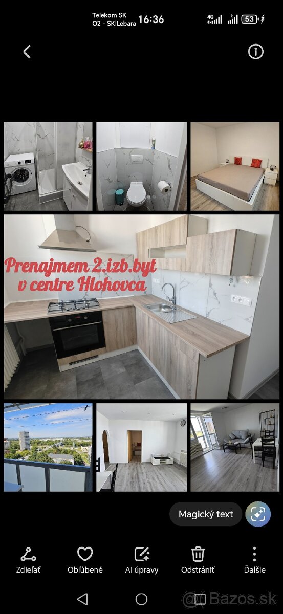 Prenájmem 2 izb. byt v Hlohovci