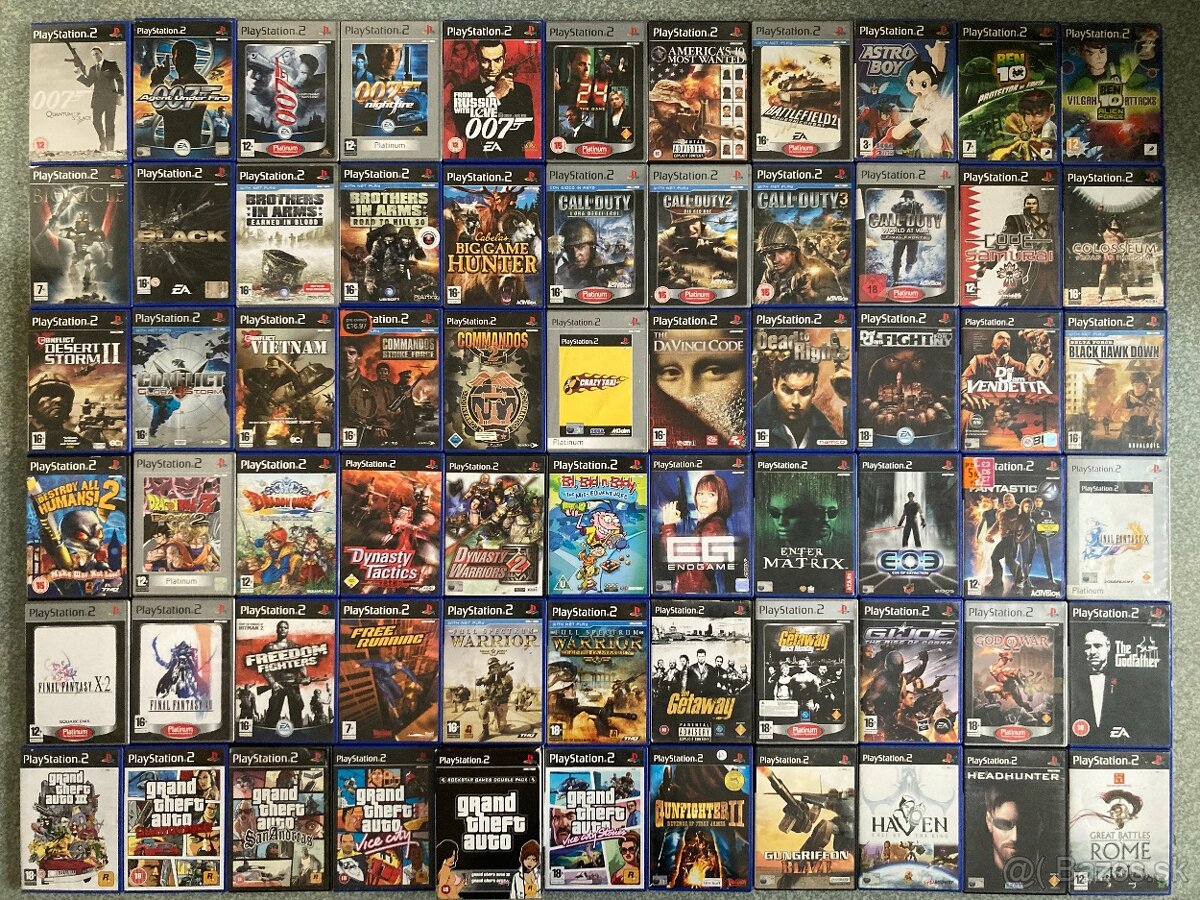 Predam mnoho hier na PS2 - GTA, Tekken, COD, MOH, GOW