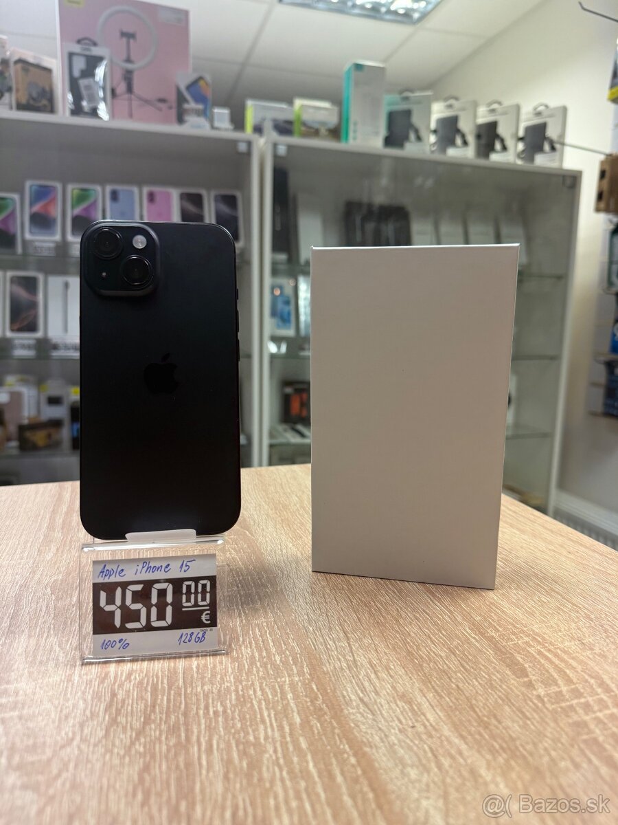 Apple iPhone 15 128gb čierna stav A