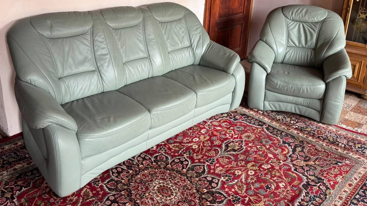 Kožená sedačka s křeslem,7169