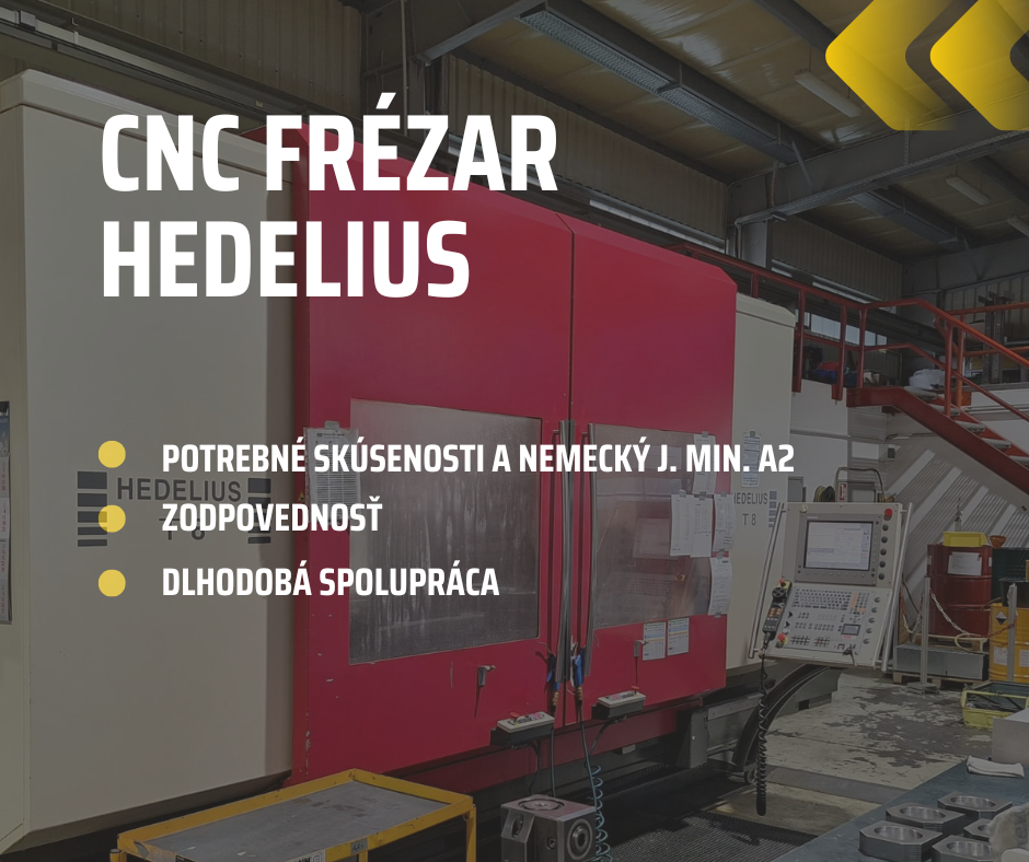 Práca na CNC Hedelius alebo DMG MORI Nemecko