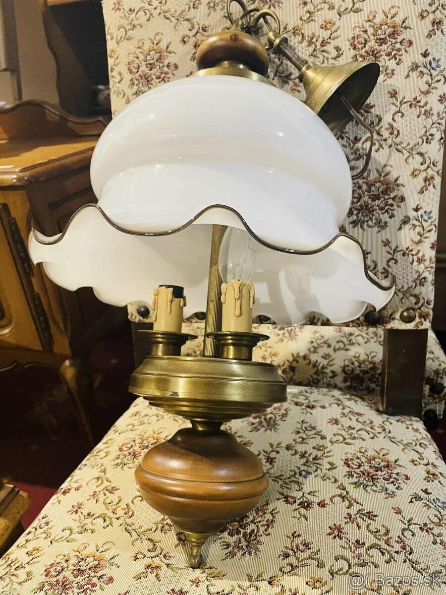 Štýlový luster, sklo, drevo, kov, d 65 cm, priemer 39 cm