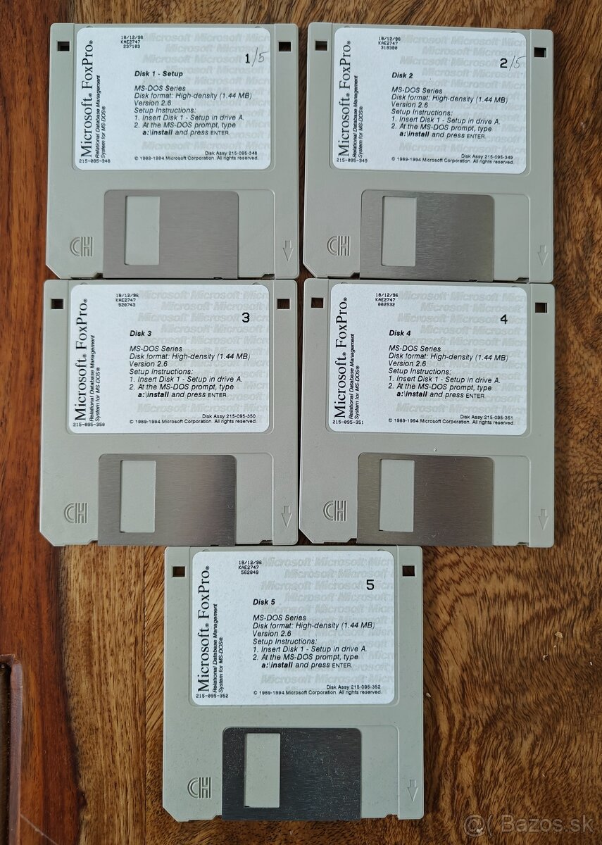 Microsoft FoxPro inštalačné floppy diskety
