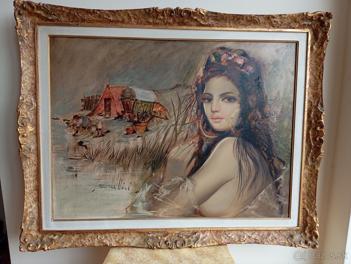 Nádherný obrovský obraz signovaný Barcellini 97x77