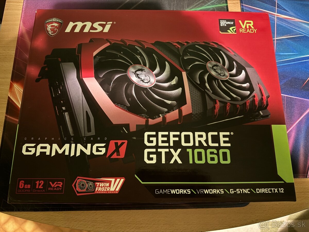 Predám grafickú kartu MSI Geforce GTX 1060 6GB