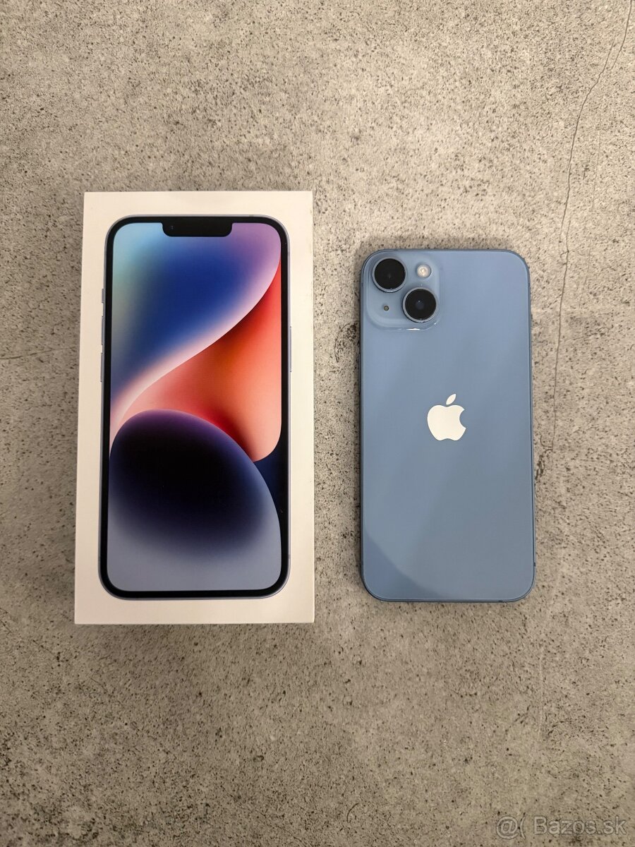 iPhone 14 – 256 GB (modrý) – 1. majiteľ, komplet balenie + a