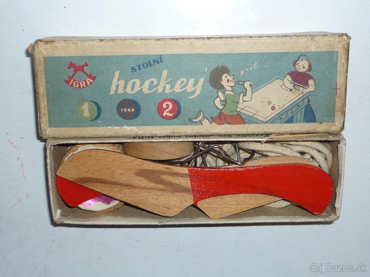 stará retro hračka Igra stolný hokej  - stolní hockey