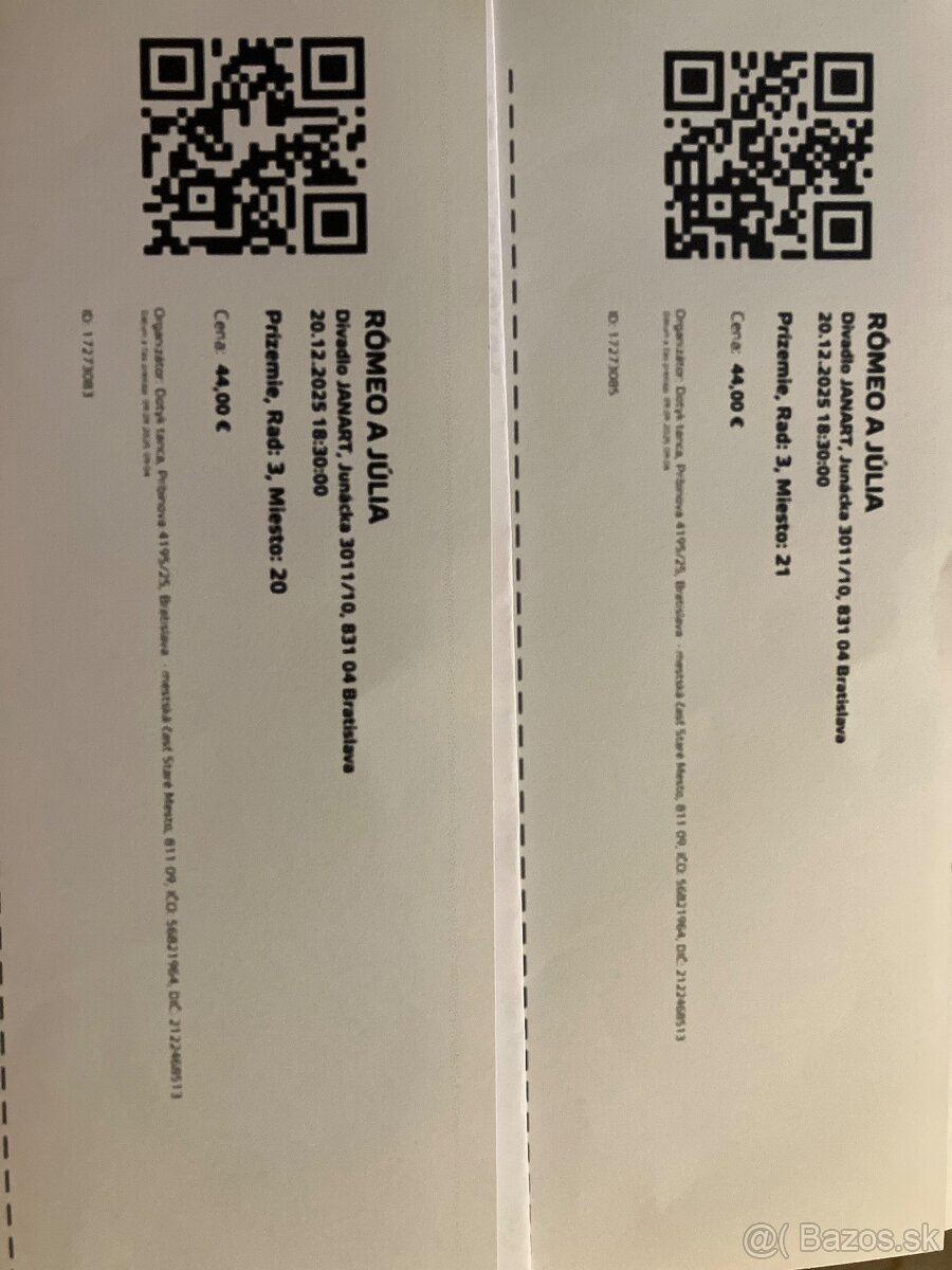 Listky na Romeo a Júlia JANART 20.12