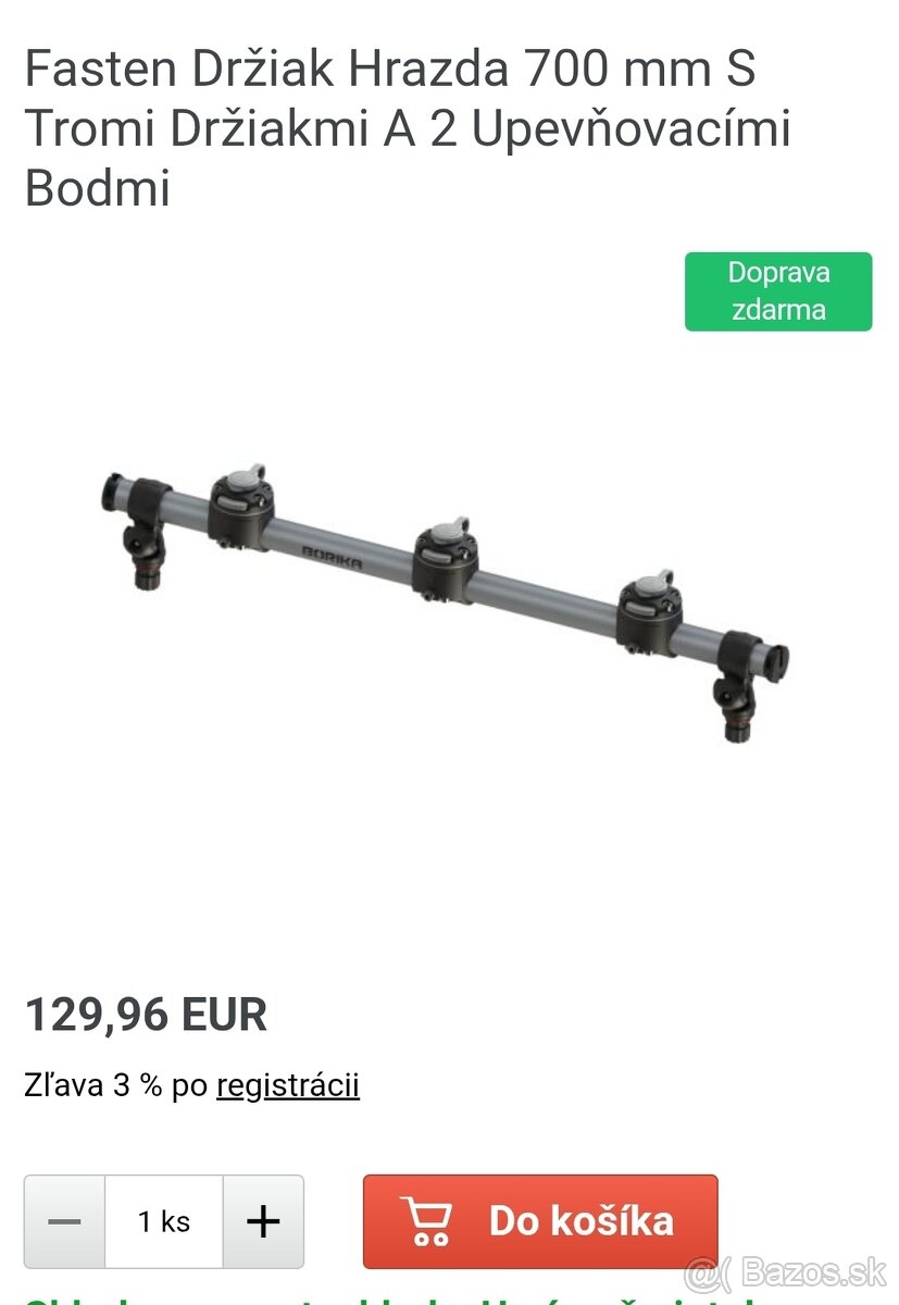 Fasten hrazda 700mm s 3 držiakmi - Nová nerozbalená