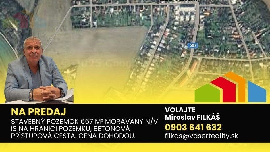 Slnečný stavebný pozemok 667m2, Moravany nad Váhom