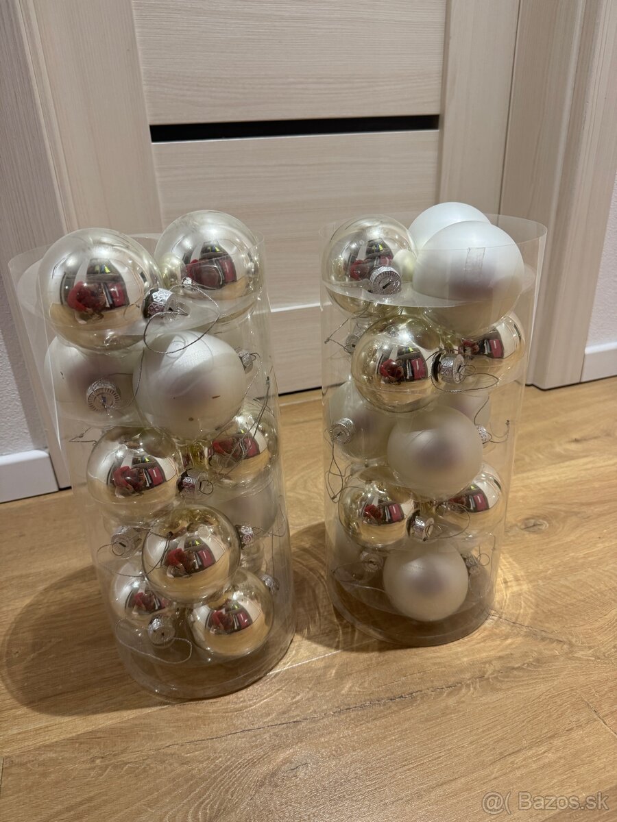 Sklenene vianocne gule 29ks, strieborné priemer 9cm