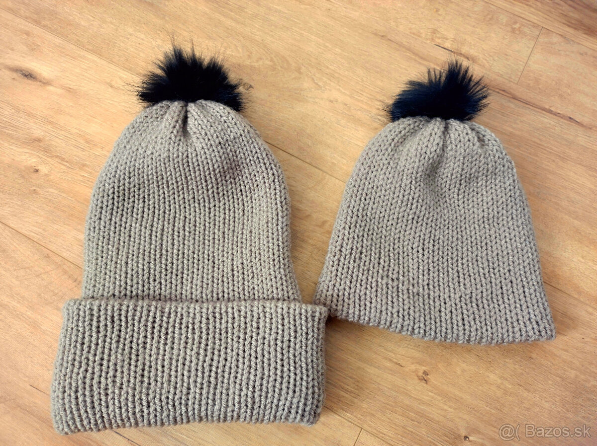 2x pletena, strikovana hruba zimna tepla čiapka CENA SPOLU