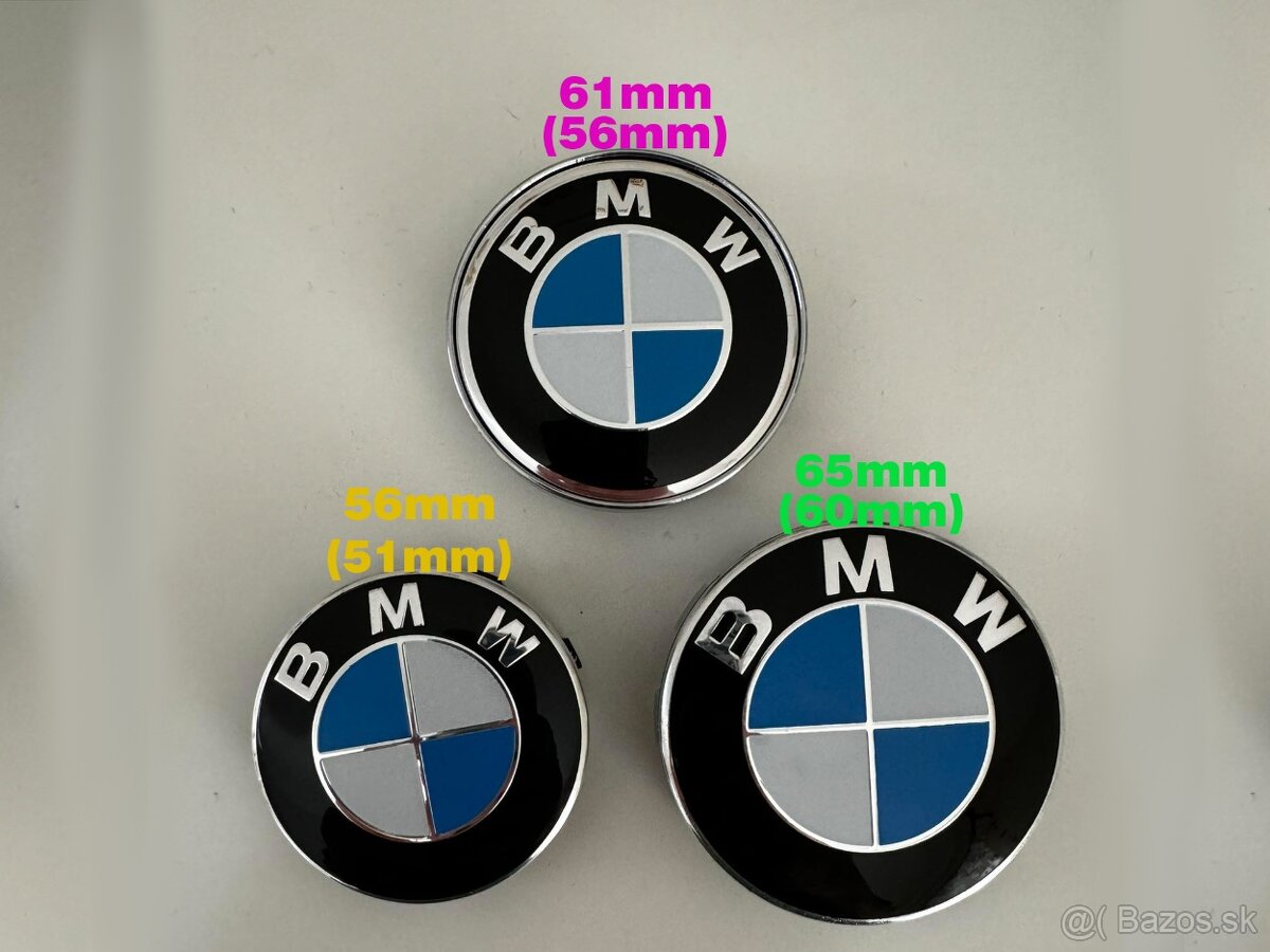 Stredové krytky kolies BMW 56mm 61mm a 65mm 4ks