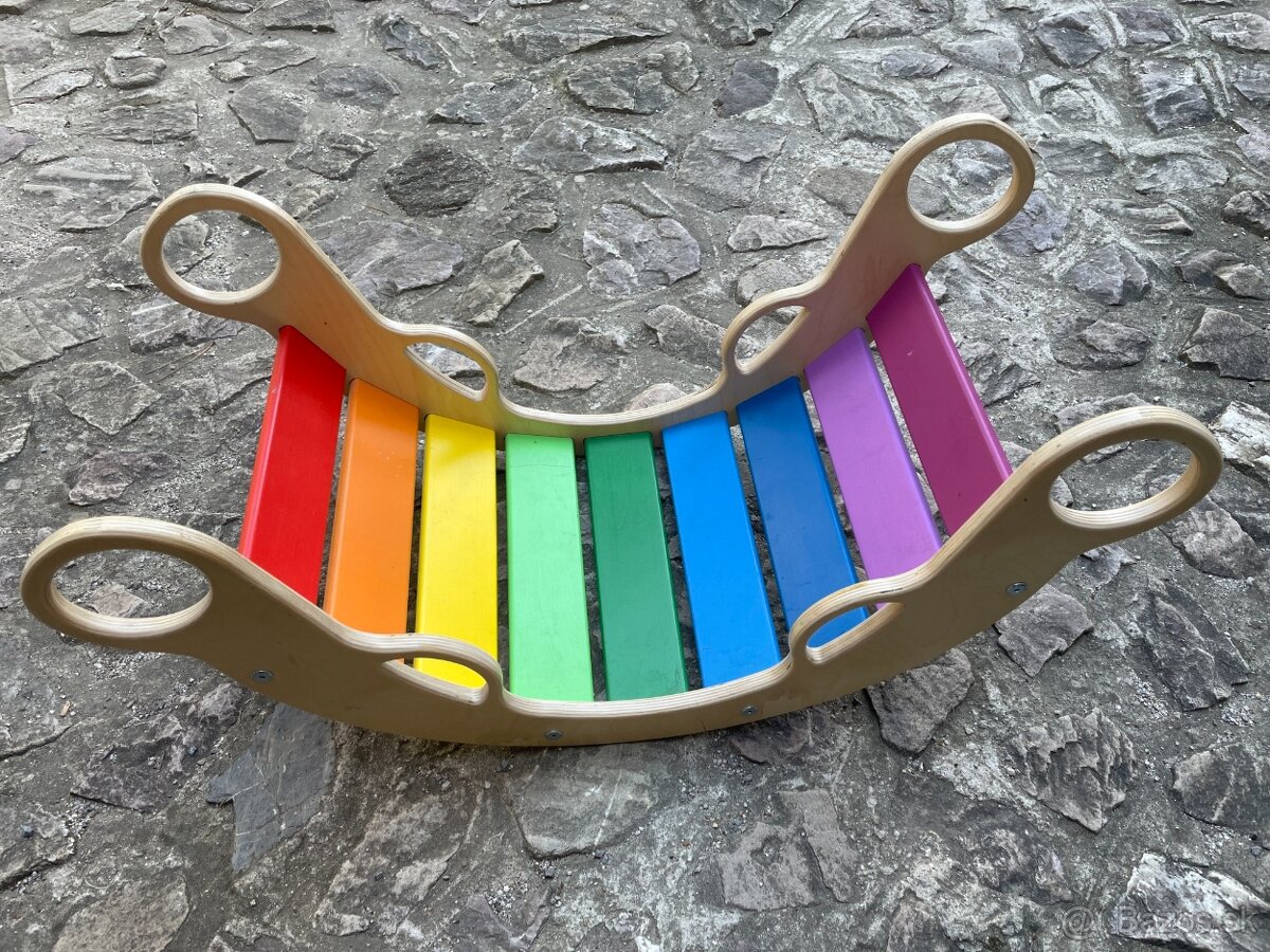 Drevená Montessori hojdačka 5in1 - pekná farebná