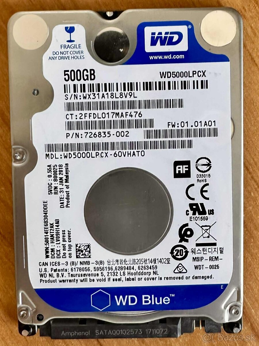 Predám HDD 2,5" 500GB za 13 EUR
