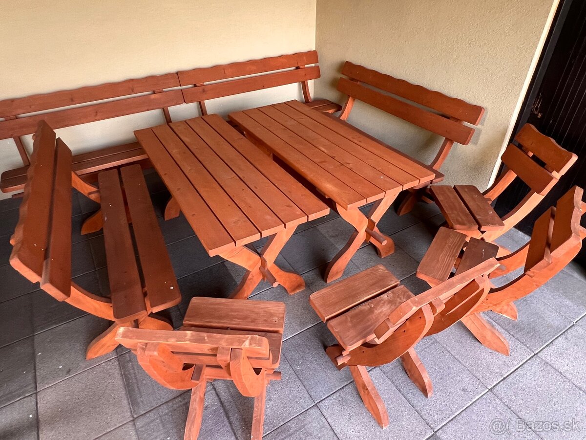 1+1 GRÁTIS Záhradná zostava STÔL-LAVICE-STOLIČKY