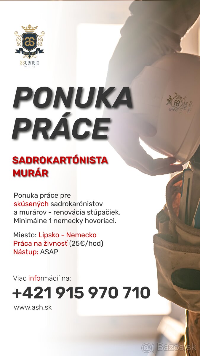 Hľadáme sadrokartonistov a murárov – NEMECKO (Lipsko)