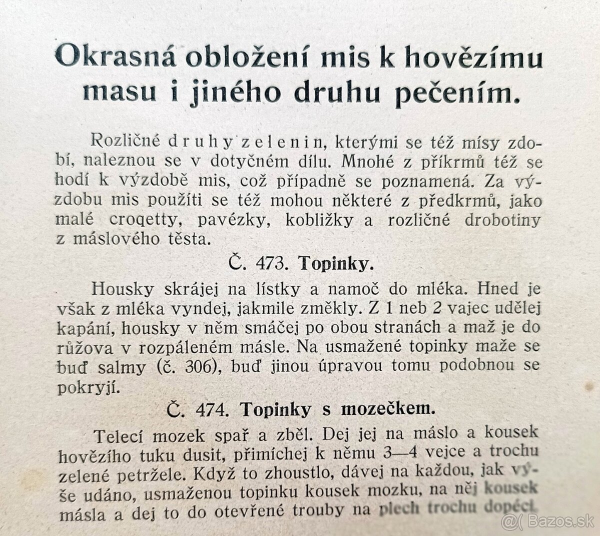 Kuchařská kniha z roku 1914, dobová vazba, zlacený popis