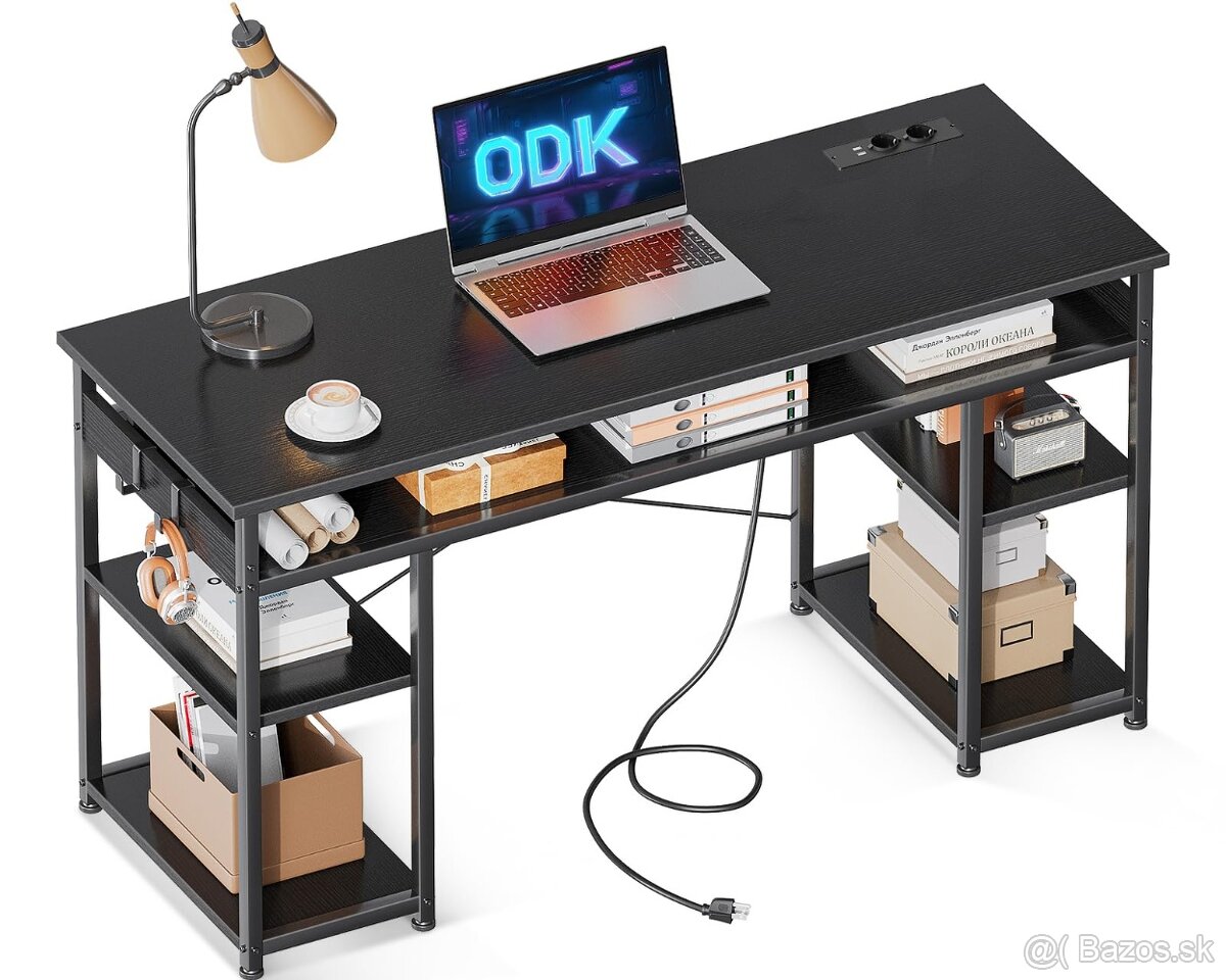 ODK stôl s policou, počítačový stôl s USB nabíjacím portom a