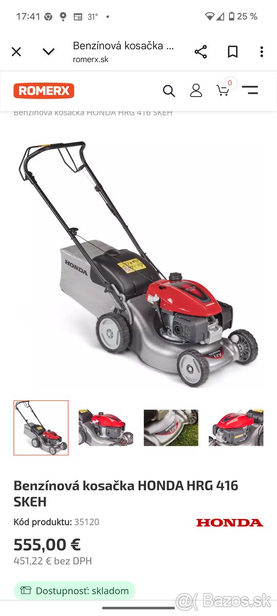 Benzínová kosačka Honda
