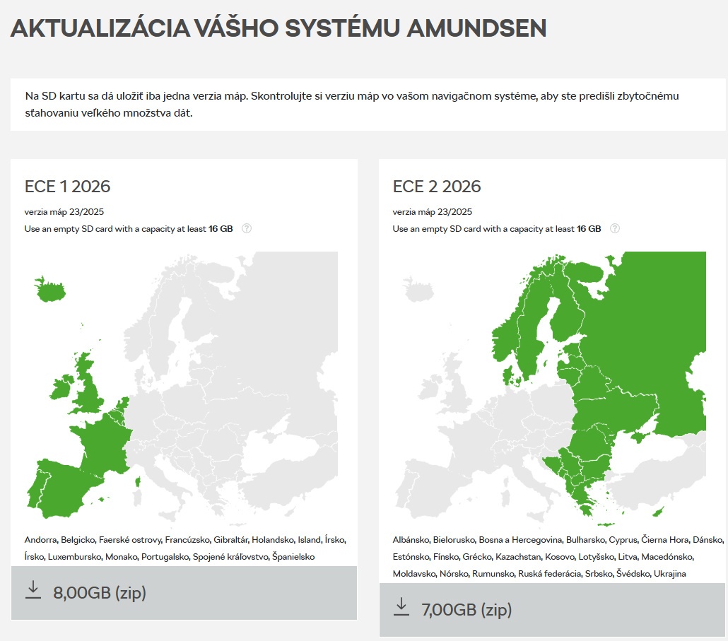 Škoda Columbus / Amundsen mapy