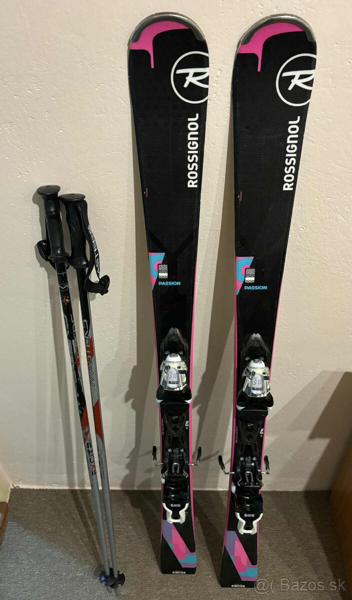 Lyže Rossignol + lyžiarky Salamon + palice