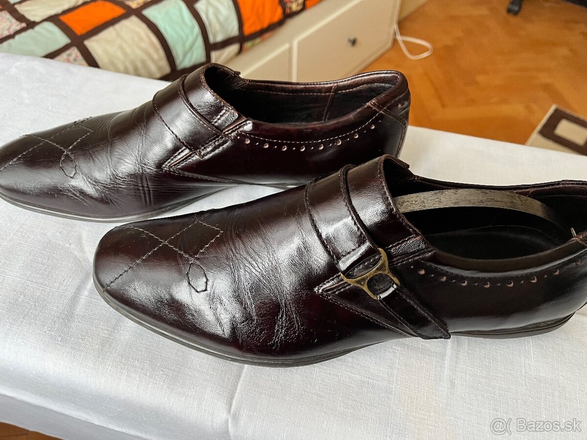 Hnedé kožené poltopánky