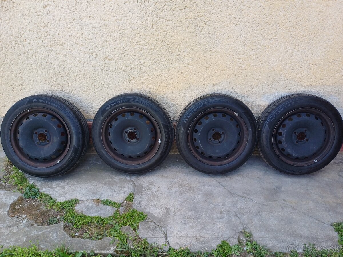 disky 4x100R15 ET50 + letné pneu 165/65R15 Dacia Renault