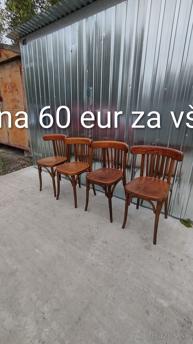 Predám 4 x staré stoličky viď foto cena 60 eur komplet.