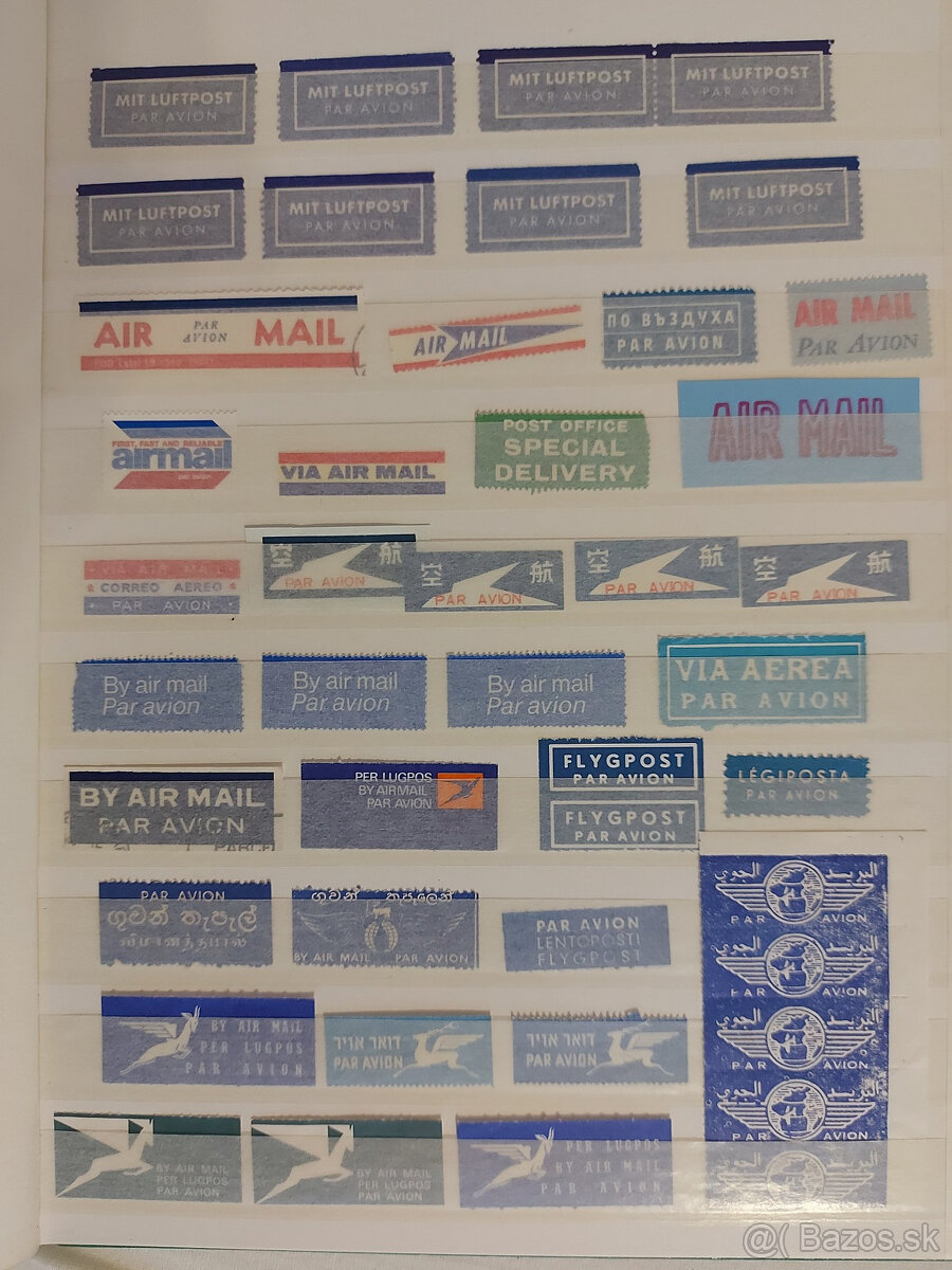 Air mail - Par avion poštové nálepky