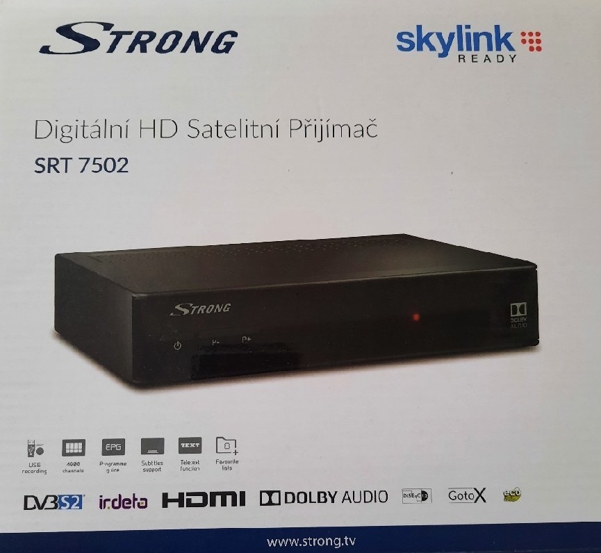 Predám DVB-S2 satelitný HD prijímač Strong SRT 7502 SKYLINK