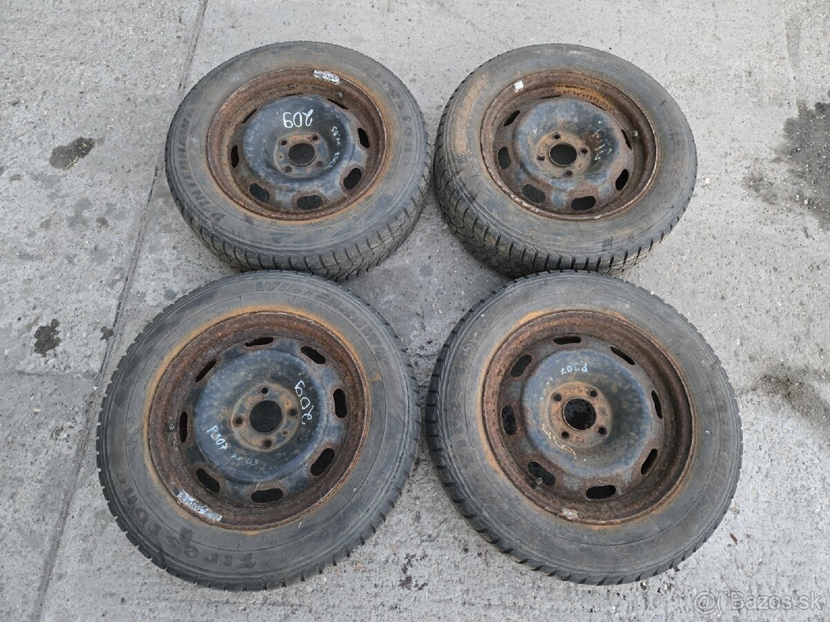 Plechové disky 4x108 + zimné pneu 195/65r15