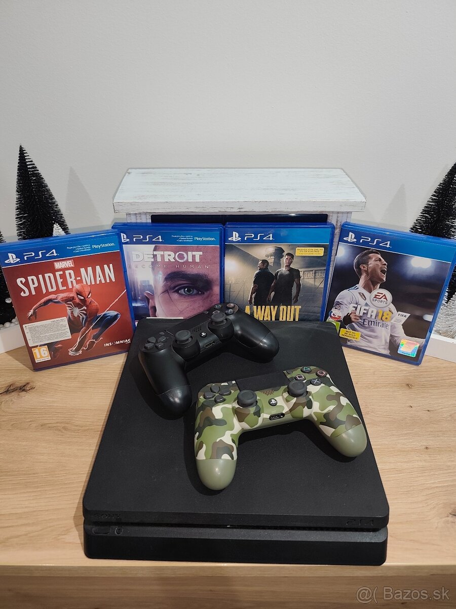 Playstation 4 Slim 1TB + 2 ovládače a hry