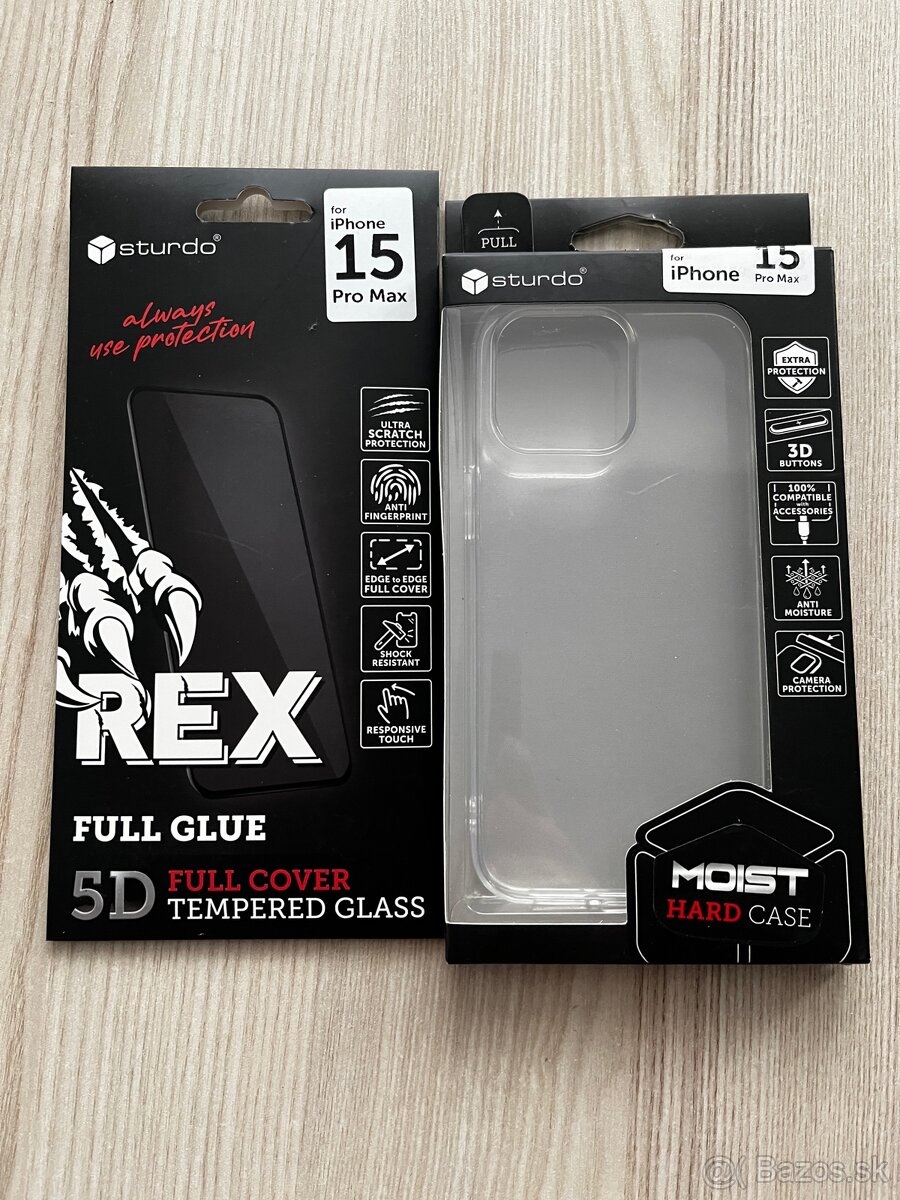 iPhone 15 pro max puzdro a sklo