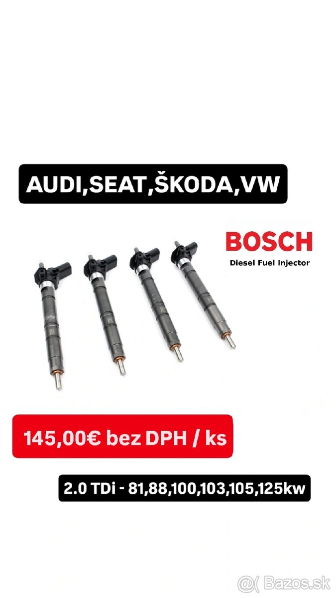 Vstrekovače BOSCH CR 2.0 TDi - 88kw, 103kw, 125kw