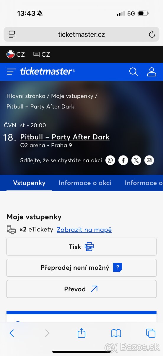 PITBULL koncert-Vstupenky 2ks